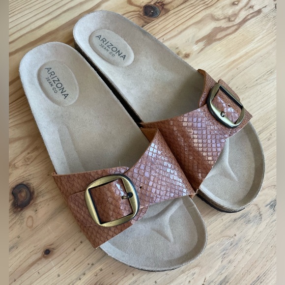NWOT Arizona Jeans Co. Snake Skin Slides Size 9 - Picture 2 of 8